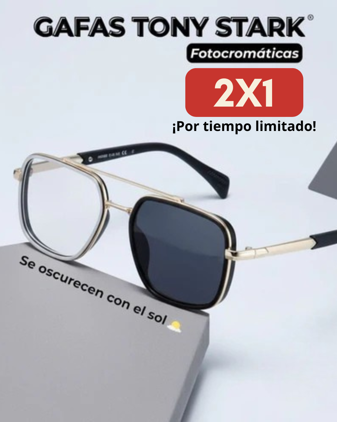 Gafas Tony Stark™ Fotocromáticas • Promo 2x1 • Con Protección UV400