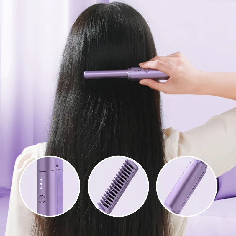 Peina & Brilla™ – Pack 2 Cepillos Alisadores Portátiles Antifrizz con brillo de salón