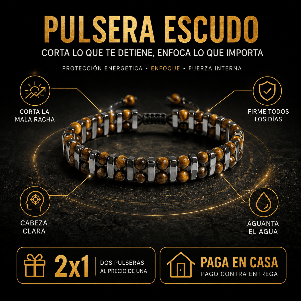 Pulsera Escudo™ 2X1 🔥Protección y firmeza para tu día a día