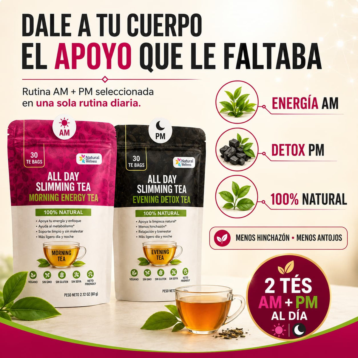 Té Adelgazante 2x1 🔥 — Apoya tu metabolismo de día y noche sin dieta estricta