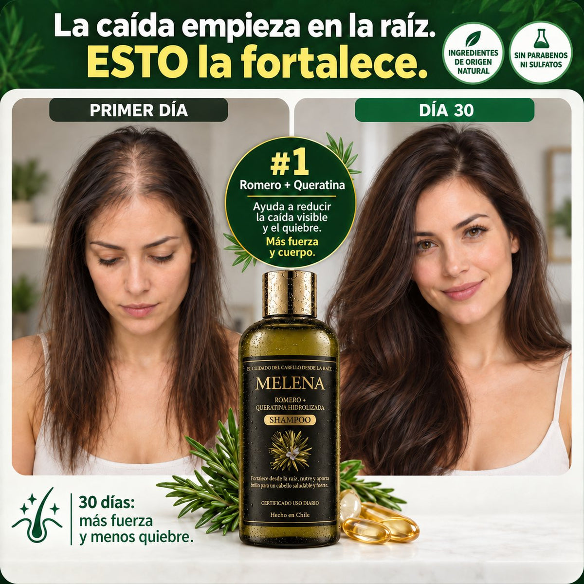 MELENA shampoo romero y queratina