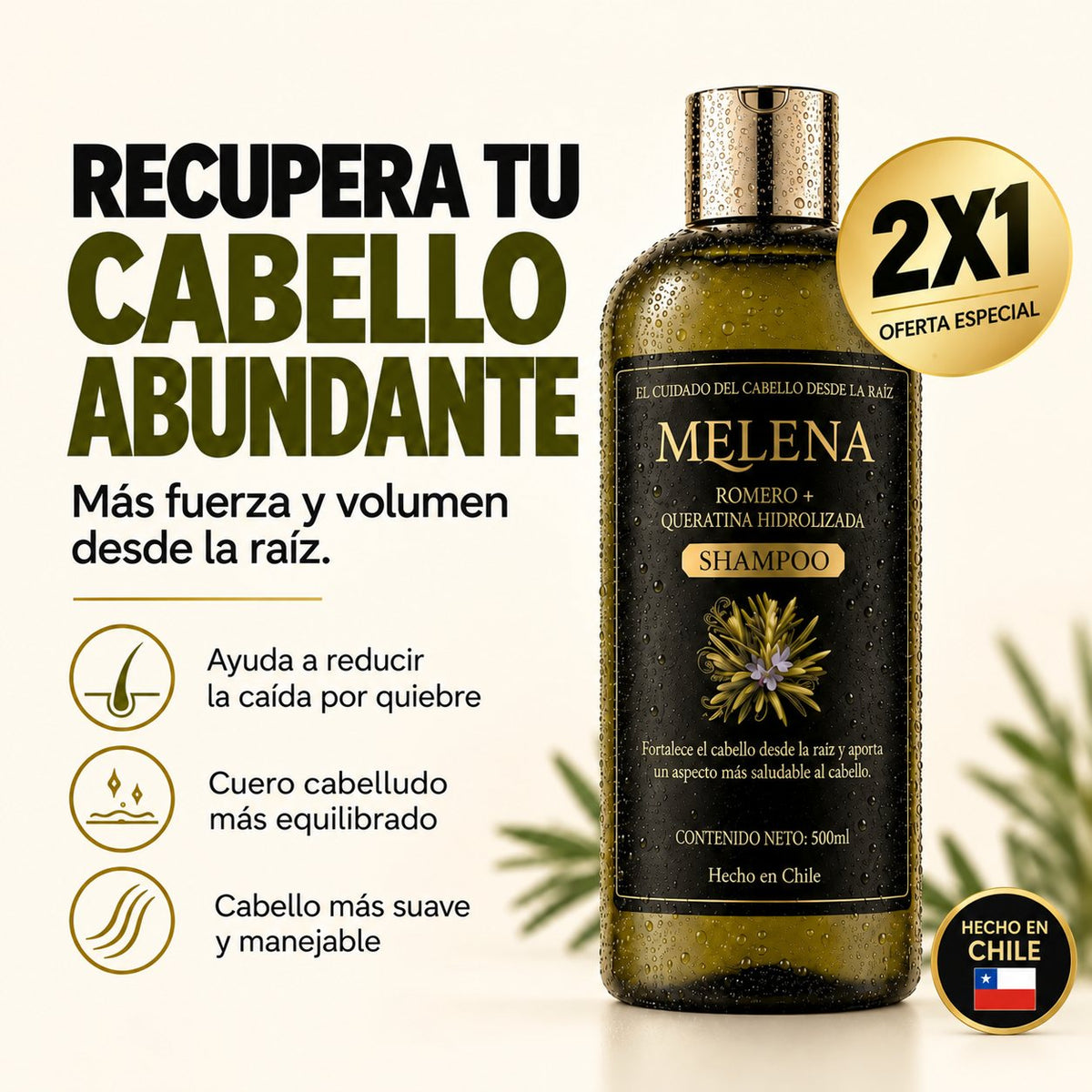MELENA shampoo romero y queratina
