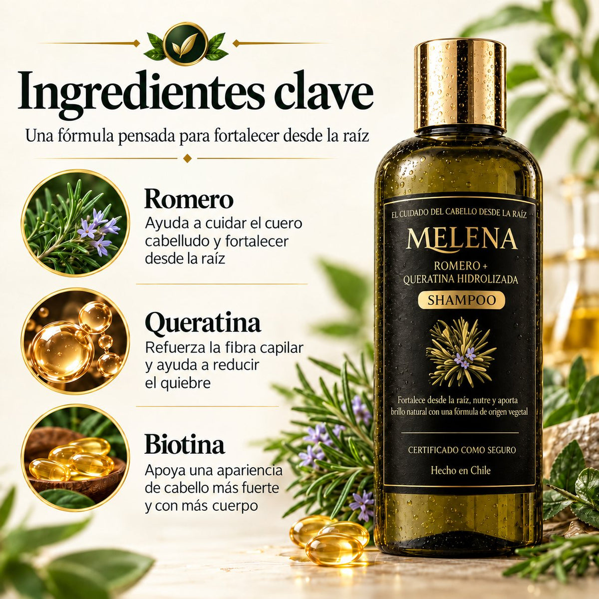 MELENA shampoo romero y queratina