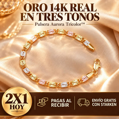 Pulsera Aurora Tricolor en oro 14k, tres tonos