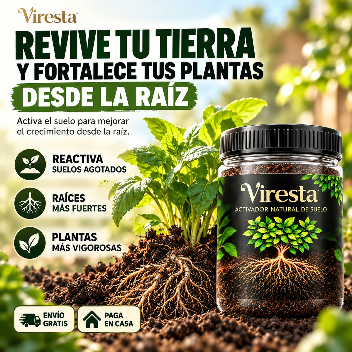 Viresta activador natural de suelo: revive tu tierra
